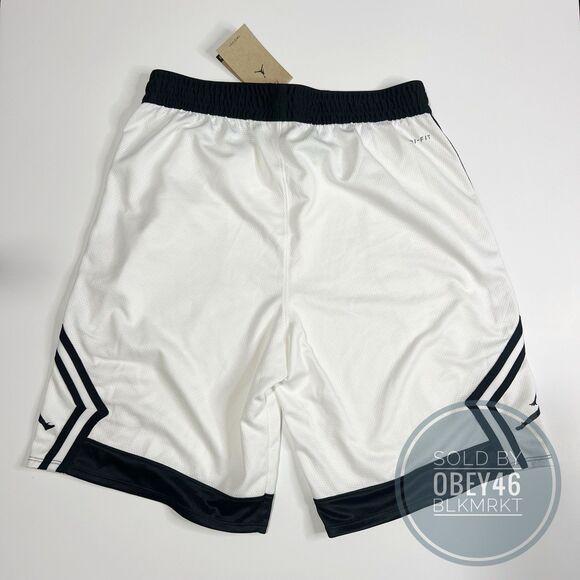 Nike Air Jordan Dri-Fit Diamond Mesh Basketball Shorts White Black Large - Picture 2 of 4